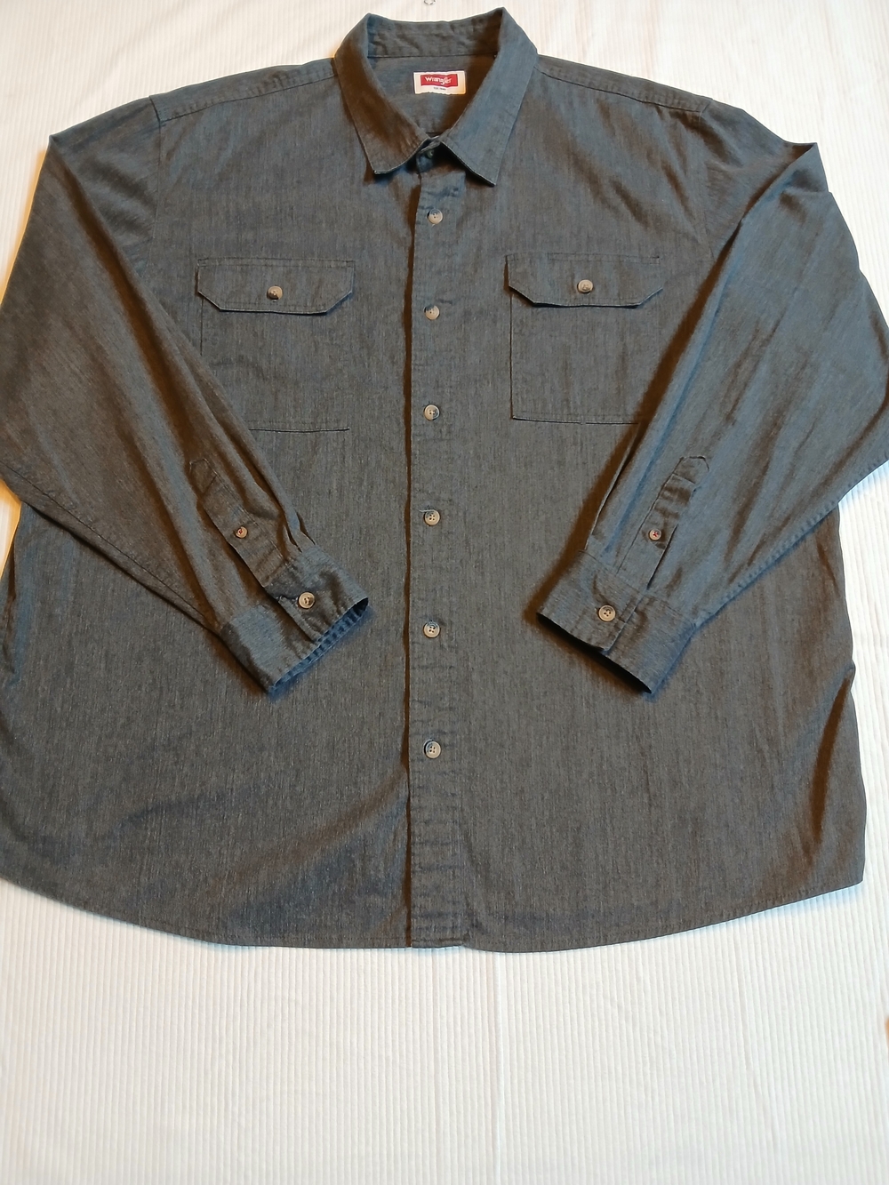 Wrangler Shirt Mens Size 2X Gray Button Up, Long Sleeve Western Workwear